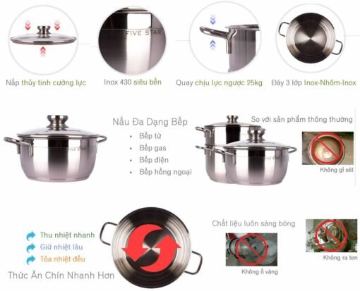 Bộ nồi inox 3 đáy - Image 3
